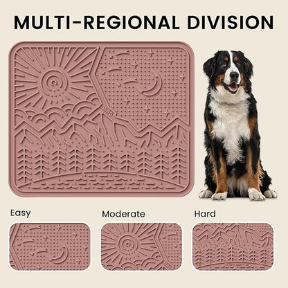 OHMO Lick Mat for Dogs and Cats Nature Design(Extra Large 1pc) Easy to Clean Pet Slow Feeder with Suction Cups, Enrichment for Anxiety Relief and Boredom Reduction(Coral)