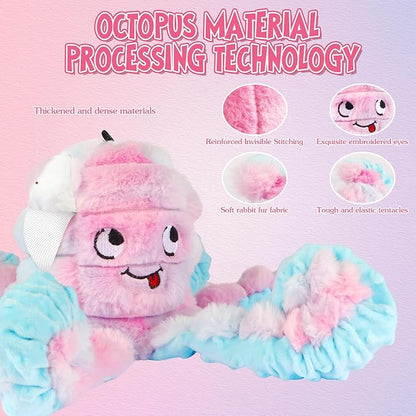 Tough Octopus Dog Toy, Interactive Squeaky & Crinkle Tug of War Toy for Aggressive Chewers, Large Durable Plush Chew Toys to Keep Dogs Busy- Crinkle Octopus, Large (Pink)