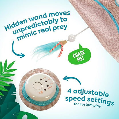 SmartyKat Hidden Hijinks Toy for Indoor Cats & Kittens, Electronic Interactive Motion Toy, Featuring Teaser Wand, Plus Replaceable Batteries Included