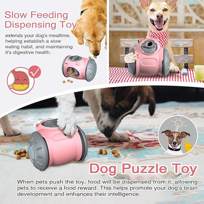 Rolling Dog Slow Feeder Toy - Dog Puzzles for Smart Dogs, Treat Dispensing Puzzle Toy for Small, Medium & Large Dogs – Engaging Food Dispenser for IQ Training & Boredom Relief