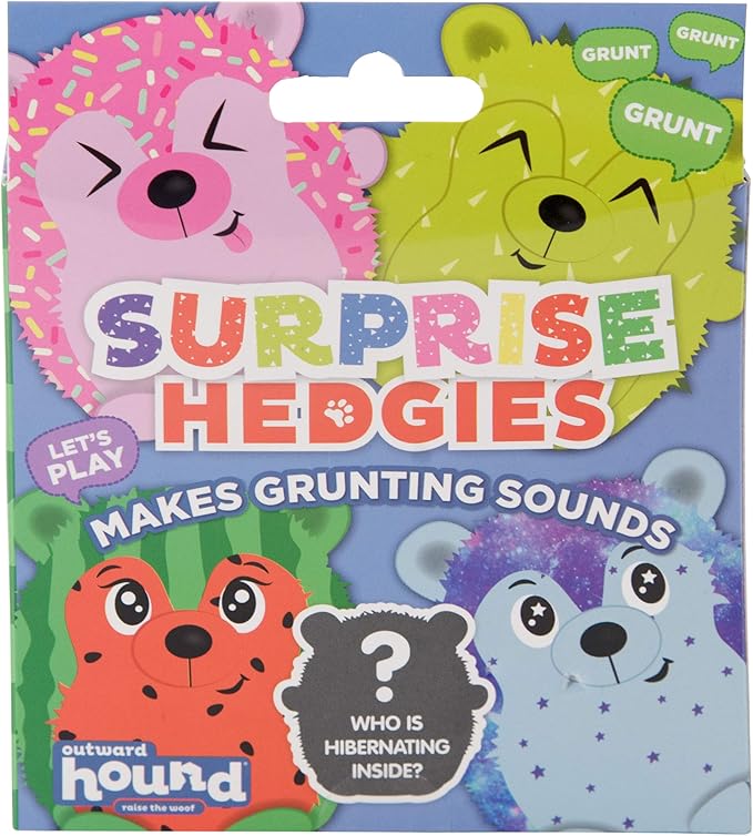 Outward Hound Surprise Hedgies Dog Toy - UNbox and Delight, Collect All 3 Grunting Hedgehog Dog Toys (Pack of 2)