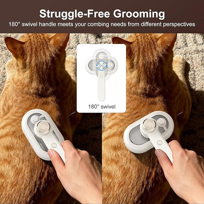 Pet Steam Brush for Dog & Cat, 3-in-1 Self Cleaning Cat Brush for Long & Short Haired Animals Low Noise, Anti-Static & Anti-Flying Mist Spray Hair Removal Comb for Shedding & Grooming & Massage