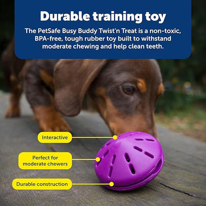 PetSafe Busy Buddy Twist'n Treat - BPA-Free Adjustable Meal Dispenser & Training Toy - Interactive Enrichment for Hard Chewers - Compatible with Hard & Smearable Treats - Helps Clean Teeth - Large