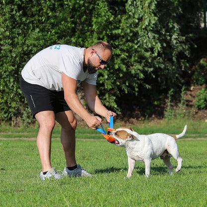 Dog Bite Tug Toy with 2 Strong Handles, Orange - Tough, Durable Fire Hose Dog Tug for Medium to Large Dogs - Ideal for Tug of War, Fetch, Puppy Training & Fun Interactive Play - Handmade Pull Toys