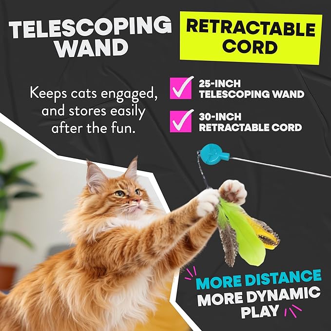 Jackson Galaxy Gotcha! Cat Wand Toy - Interactive Cat Toy, Feather Wand