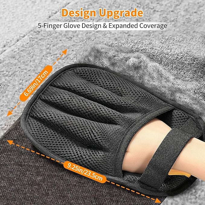 Pet Hair Removal Gloves for Dogs & Cats - Electrostatic Grooming & Deshedding Glove for Furniture Car Clothes - Reusable Easy Clean Bonding Brush Mitt