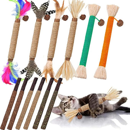 Cat Toys 12Pack Silvervine Chew Stick 12Pack Kitten Treat Catnip Toy Kitty Natural Stuff Catnip Matatabi for Cleaning Teeth Indoor Dental Snack Interactive