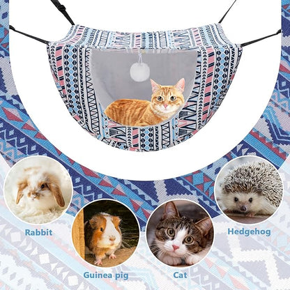 Unittype 2 Pieces Cat Cage Hammock Hanging Pet Bed Double Layer Soft Plush Hanging Pet Comfortable Hammock Bed for Indoor Kitten Ferret Hamster Rabbit or Small Animals, 2 Styles(Boho)