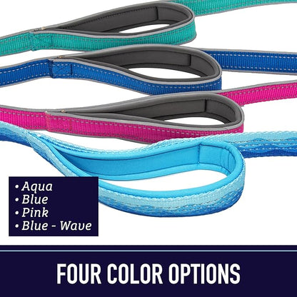 Leashboss Double Handle Dog Leash, 6 Ft Reflective Dog Leash with Two Padded Handles for Large Dogs or Medium Dogs That Pull (Black/Gray) - Dog Leash with Padded Handle - Two Handle Leash