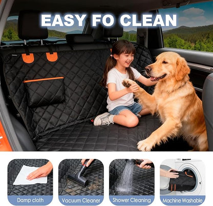 Dog Back Seat Cover Hammock, Waterproof 600D Heavy Duty Dog Car Seat Cover with Side Flaps, Scratch-Resistant Bench Seat Protector for Cars, SUVs & Trucks Grey