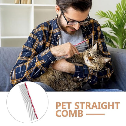 UEETEK Stainless Steel Pet Shedding Comb for Dogs Cats Grooming Tool with Different Spaced Teeth 6.29 Inch Fur Removal Trimming Comb
