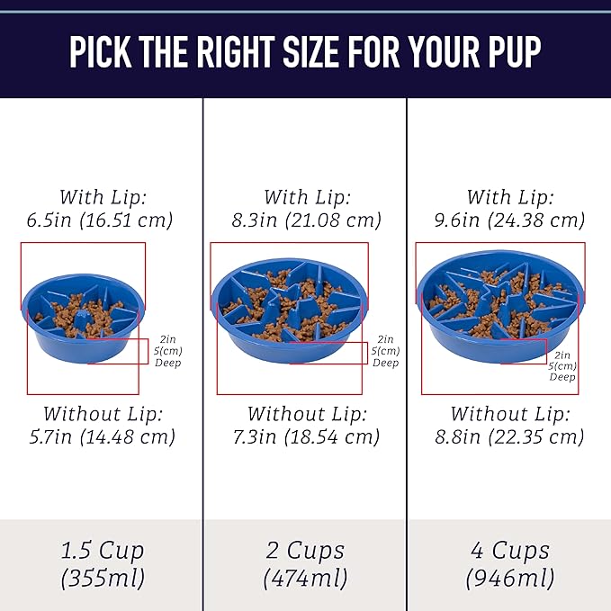 Leash Boss Slow Feeder Dog Bowls (2 Cup) Puzzle Dog Food Bowl - Fits into Elevated Pet Feeders - Slow Eating for Large, Medium & Small Sized Breeds - Gray