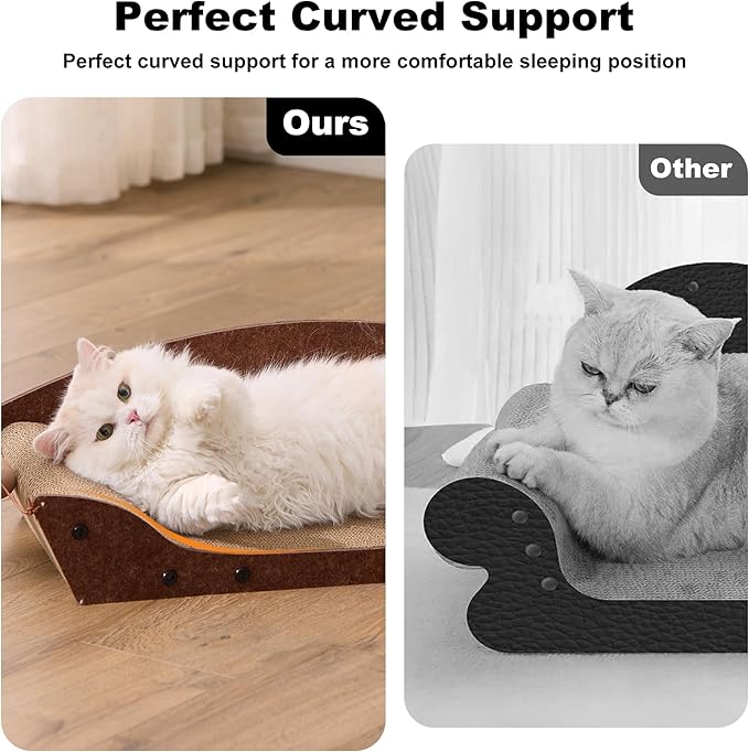 26'' Cardboard Cat Scratcher Bed - Large Scratcher Couch for Indoor Cats, Orthopedic Scratching Board, Lounger Scratching Couch with Bells