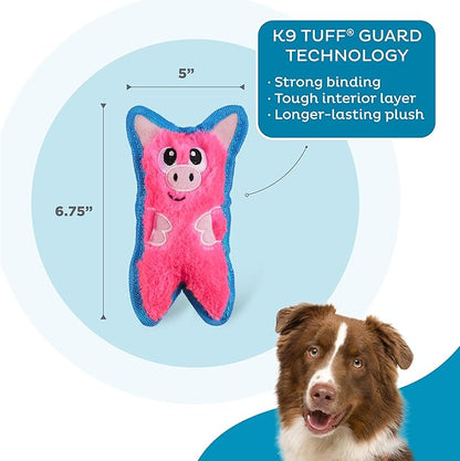 Outward Hound Durablez Minis – Squeaky Plush Dog Toy, No Stuffing for Less Mess, Interactive & Tough, Jumbo Squeaker, Puppies & Small Dogs, Pig, 6.8"