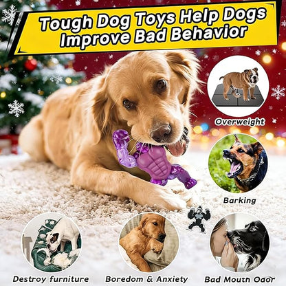Furdog Dog Toys for Aggressive Chewers, Indestructible Chew Toys for Medium Large Breeds(20-80lb), Durable Squeaky Tough Dog Toy to Keep Them Busy (Purple)