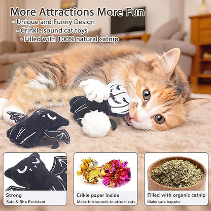 Retro Shaw Catnip Toys, 4 Pack, Fun Cat Toys with Crinkle Sound Inside, Ideal Interactive Kitten Toys for Indoor Cat Nip Kitty Kicker Pet Toy, 3.7Inches