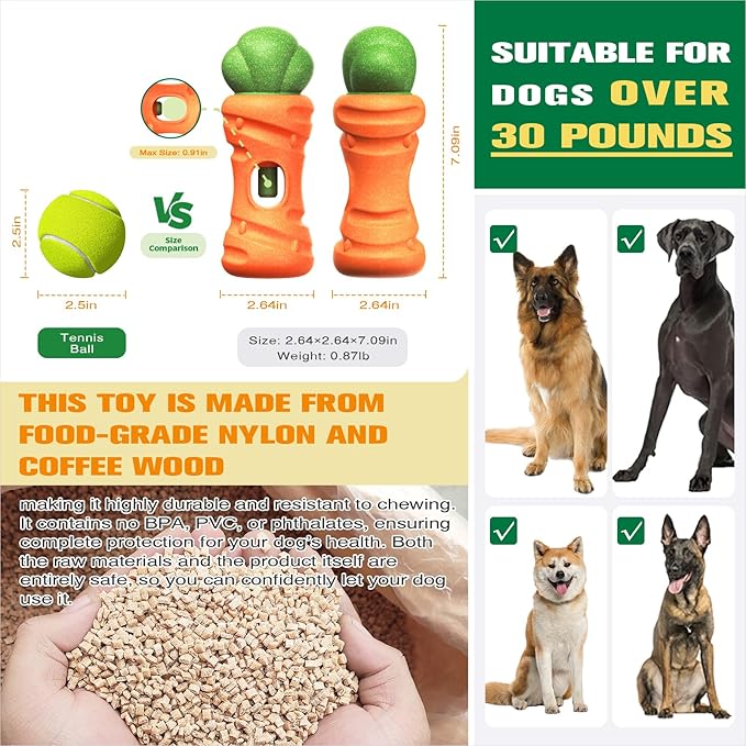 KADTC 2 in 1 Extra-Large Size Durable Dog Bully Stick Holder and Indestructible Carrot Bone Chew Toy for Medium/Large Aggressive Chewers Breed Dogs