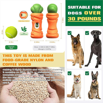 KADTC 2 in 1 Extra-Large Size Durable Dog Bully Stick Holder and Indestructible Carrot Bone Chew Toy for Medium/Large Aggressive Chewers Breed Dogs
