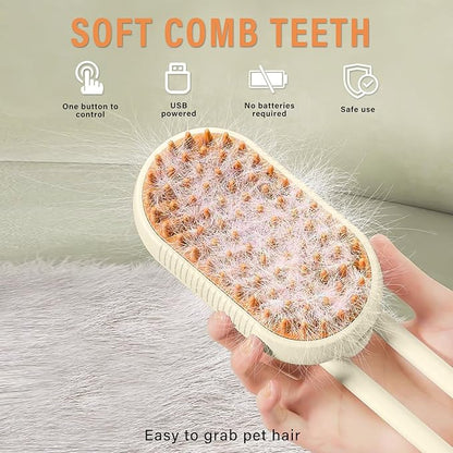 3 in 1 Self-Cleaning Steam Cat Brush for Removing Tangled and Loose Hair, Dog Steamy Brush for Massage, A04
