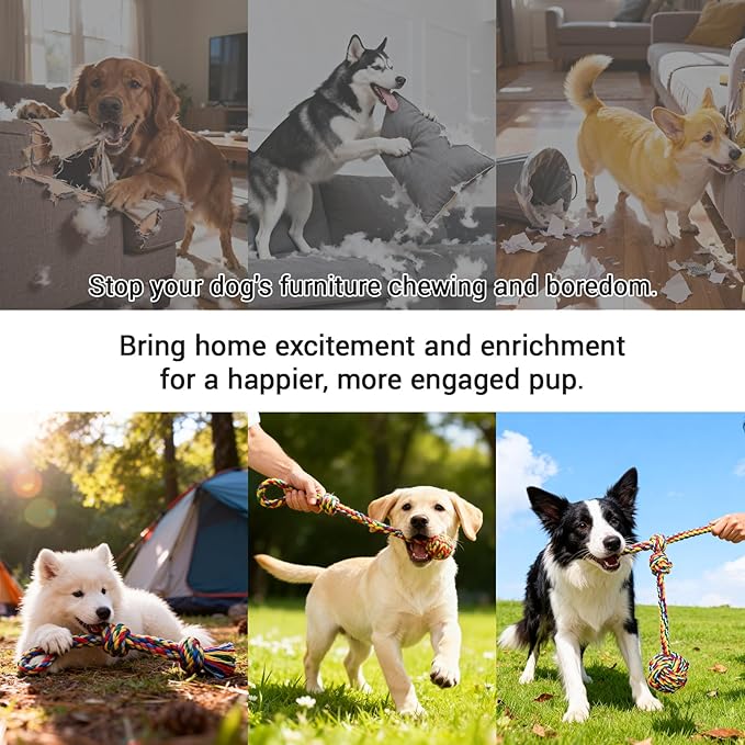 Pet Rope Toys (Small Rainbow Color 5PCS)