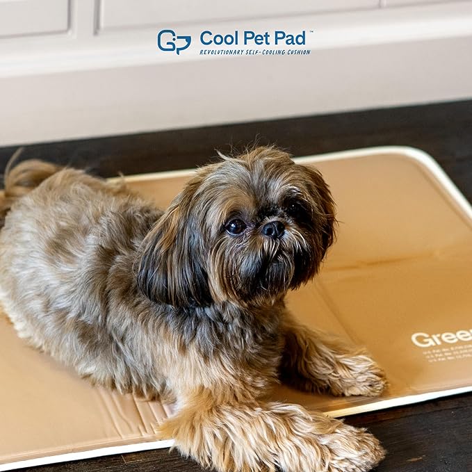 The Green Pet Shop Cool Pet Pad - Large, Latte- Self-Cooling, Pressure Activated Mat for Dogs & Cats from 46-80 lbs - Non-Toxic Gel, No Water Needed
