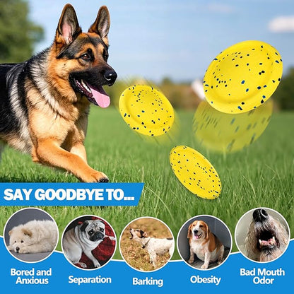 Floating Dog Toys –E-TPU Water Pool Fetching Toy with Rope for Small Medium Large Pet, Ring and Plate Shape Indestructible Interactive Dog Chew Toys for Summer Outdoor Training Fun (Blue+Yellow)