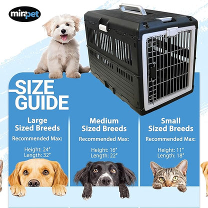 USA Pet Carrier & Crate 35" - Premium Collapsible Design for Medium Cats and Dogs - Portable Kennel for Indoor/Outdoor Use - 360-Degree Ventilation & Hard Plastic Wall Protection