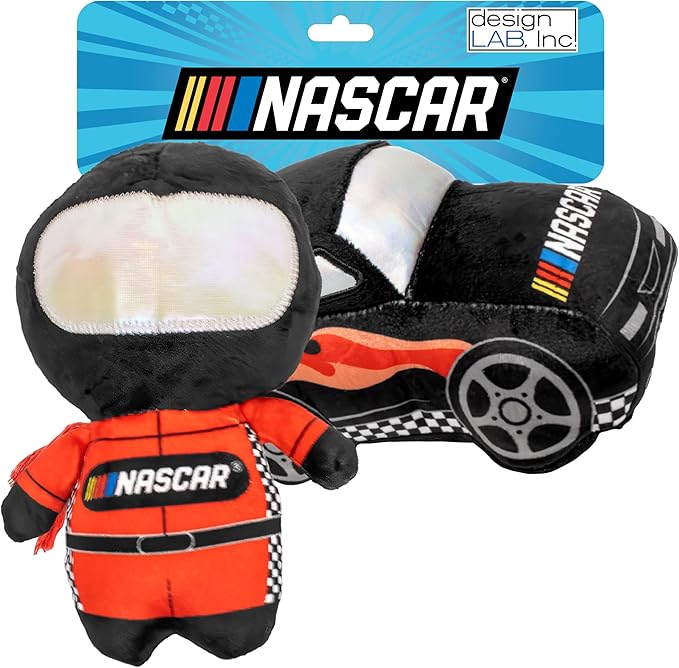 design LAB, Inc. NASCAR Official Merchandise | NASCAR Toy Racecar & Driver Character - Driver Essentials | Plush Toys for Dogs