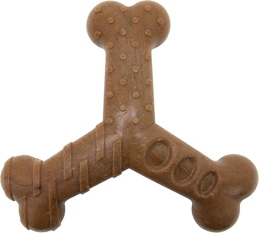 Chew King by Mammoth Dog Bacon Lovin’ Wishbone, Nylon Bones, Textured Bacon Flavored Chew Toy, for All Breed Sizes