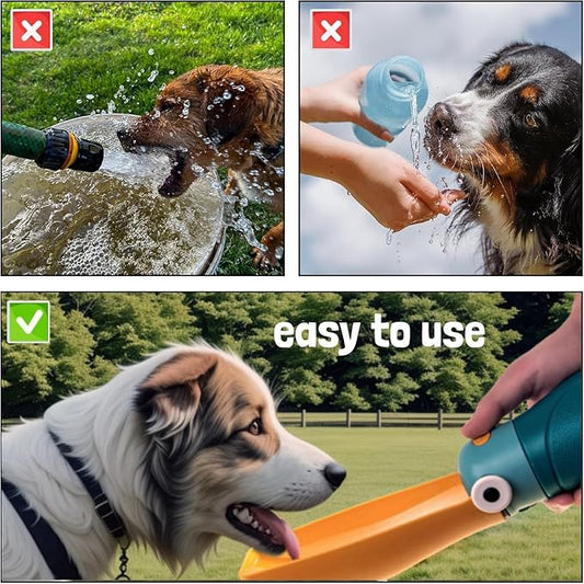 Dog Water Bottle Portable Leak Proof Water Dispenser for Pet Puppy Travel Foldable Water Bottle Cats Walking Hiking Travel Food Grade Plastic-Black 9 oz