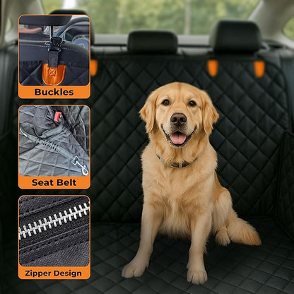 Dog Seat Cover For Back Seat – Heavy-Duty Dog Hammock For Car Seat Cover With Side Flaps – Waterproof, Scratch-Resistant, Non-Slip Dog's Car Seat Cover For Cars, Trucks & SUVs (Orange)
