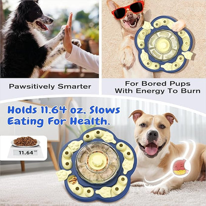 KADTC 3 Levels of Challenge Dog Puzzle Feeder Toy U.S. Brand - Design Spin-to-Release Treat Dispenser For Small Medium Large Dogs Boredom Buster Mental Stimulation Enrichment Slow Feeding Puzzles Toys