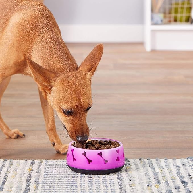 Dogit Non-Skid Dog Food and Water Bowl, Pink – BPA-Free Dish with Cute Hearts and Bones Design, Dishwasher Safe Pet Bowl, 4.9” Diameter, 10.1 fl. oz. Capacity – Durable & Stylish Bowl