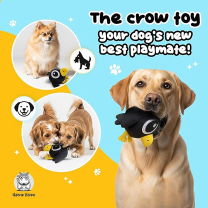 Squeaky Dog Toy for Small & Medium Dogs – Cute Black Crow Plush Dog Toy – Soft Stuffed Animal Puppy Toy with Squeaker for Interactive Play, Safe Durable Plush Toy to Keep Pets Busy – 6.5"