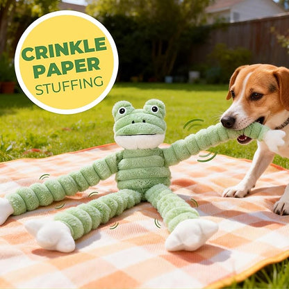 Prime Pets Squeaky Dog Toys for Large Dogs, 27” Plush Frog Dog Toy with Crinkle Paper for Small Medium Large Dogs, Stuffed Puppy Chew Toys to Keep Them Busy