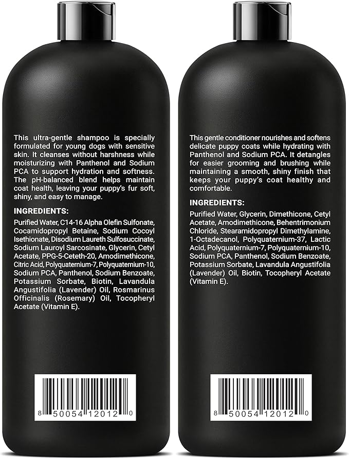ALFIE'S CHOICE Puppy Shampoo and Conditioner Set | 16 fl oz Each | Gentle Formula for Sensitive & Itchy Skin | Panthenol & Sodium PCA | for Puppies, Adults & All Breeds | Made in USA