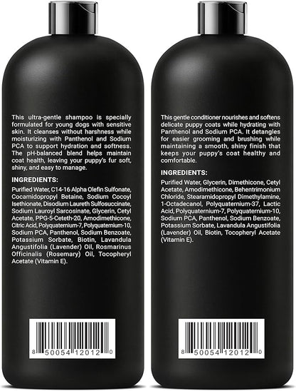 ALFIE'S CHOICE Puppy Shampoo and Conditioner Set | 16 fl oz Each | Gentle Formula for Sensitive & Itchy Skin | Panthenol & Sodium PCA | for Puppies, Adults & All Breeds | Made in USA