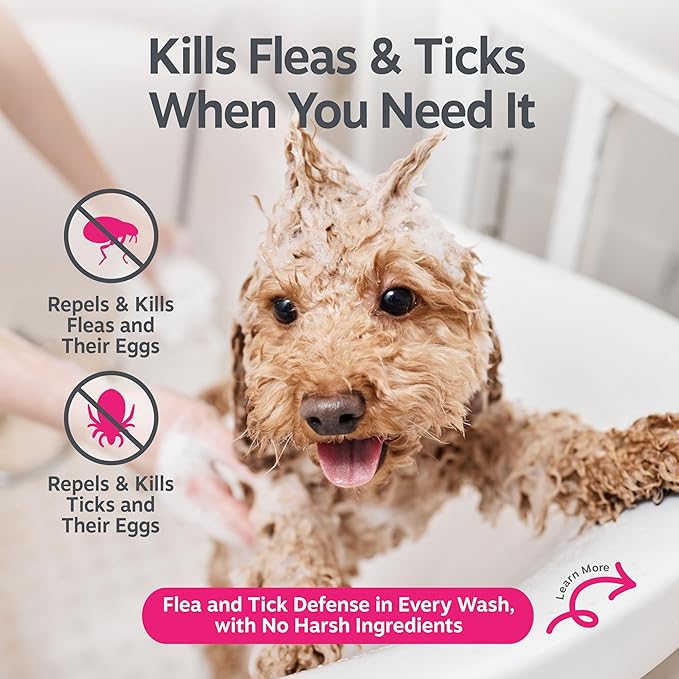 Zesty Paws Flea and Tick Shampoo for Dogs - Veterinarian Formulated Flea Shampoo for Dogs to Kill Fleas, Ticks & Their Eggs - Soothes Itchy & Irritated Dog Skin - Cedarwood, Rosemary & Peppermint Oil