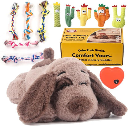 BEVERLYSHARK Heartbeat Puppy Toy Dog Anxiety Relief Calming Aid Heartbeat Stuffed Animal Behavioral Training and Sleep Aid Comfort Dog Toy Crate Training Heartbeat Dog Toy for Small Medium Large Dogs