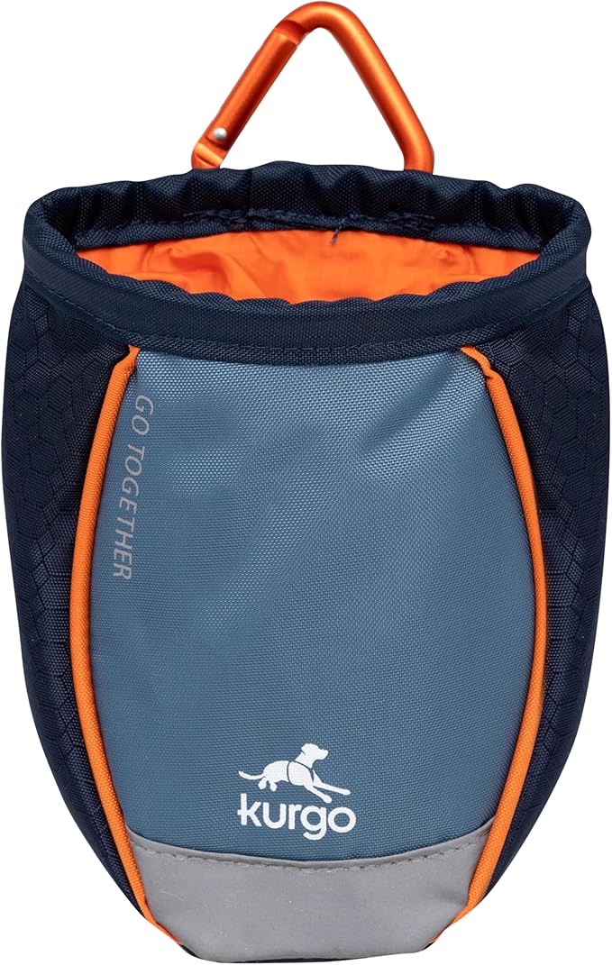 Kurgo Go Stuff It Dog Treat Bag, Training Treat Pouch Bag for Dogs, Treat Pouches for Pets, Hands-Free Pouch Waist, Reflective, Includes Carabiner, MOLLE-Compatible (Navy Blue)