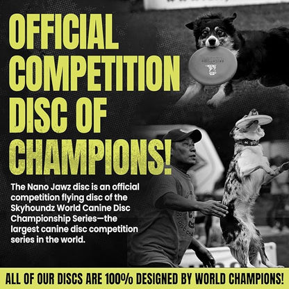 Hyperflite Nano Jawz Disc Dog Disc 4” (24g) | Official Skyhoundz Mini Flying Disc for Small Dogs & Puppies | Long-Flying, Lightweight Chase Dog Toy for Backyard, & Beach | Anti-Glare - Yellow