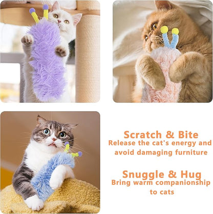 3 Pack Catnip Toys,Soft and Durable Cat Pillows Toys, Rich Color Cat Toys with Antennae, Indoor Interactive Cat Kicker Toys, Companion Toys for Cats (Antenna Purple Set)