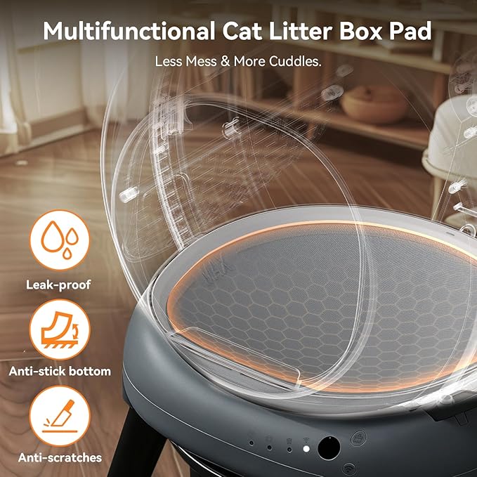 Self Cleaning Litter Box - E2 Automatic Cat Litter Box Smart Robot, APP Control,Weight Monitoring - Ultra-Quiet, for Medium Cats and Kittens, Safe Anti-Pinch Litter Box(Grey)