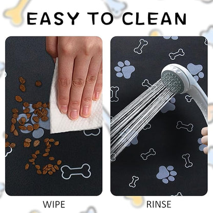 Pet Cat Dog Food Mat Non Slip Mat for Dog Water Bowl Mat Quick Dry Absorbent Cat Feeding Mat, 24 * 16.9 in, Dark Grey