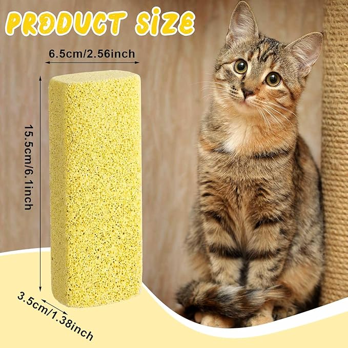 Abbylike 6 Pcs Pet Hair Remover Pumice Stone Reusable Portable Dog Cat Hair Removal Tool Scraper for Carpet,Couch, Bedding, Car Upholstery, Furniture Cleaning (6.1 x 2.56 x 1.4 Inch,Yellow)