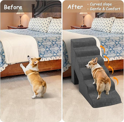 Stairs for Dogs to Get on Bed, Dog Stairs for High Bed 26-30 inches High Tall, 6 Step Dog Steps for Bed, Non-Slip Pet Ramp for Small Dogs