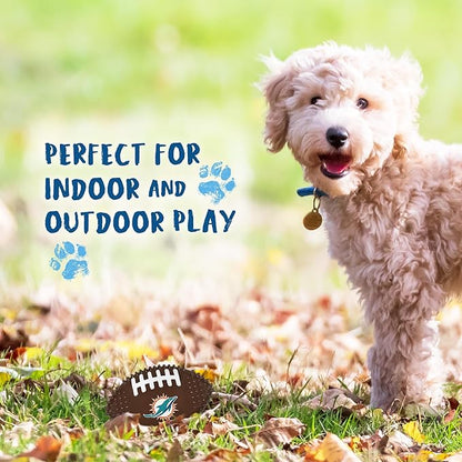 NFL Miami Dolphins Mega- Chew Hard Nylon Bacon-Flavored Dog Bone Football Chew Toy Interactive Tasty Fun Dog Chewy Toys Indestructible Strong Durable Tough Pet Biting Playtoy for Aggressive Chewers