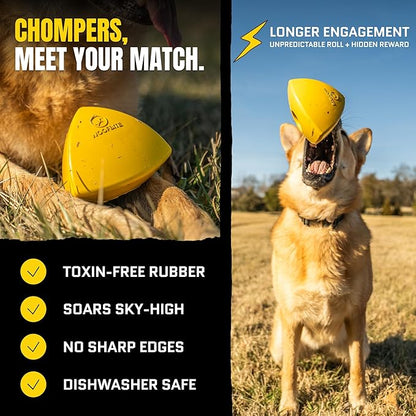 Virtually Indestructible Pyramid Dog Toy - Lifetime Replacement - Tough, Durable Chew Toy for Aggressive Chewers - Safe Non-Toxic Natural Rubber - Chew, Tug, Fetch - Med/Large Breed - 5"x4"