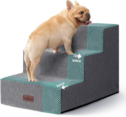 Dog Stairs for Small Dogs, 3-Step Wider Pet Stairs for Couch and Beds, Non-Slip Dog Steps for Old Cats, Puppy, Small Medium Dogs,15.7" H,Grey