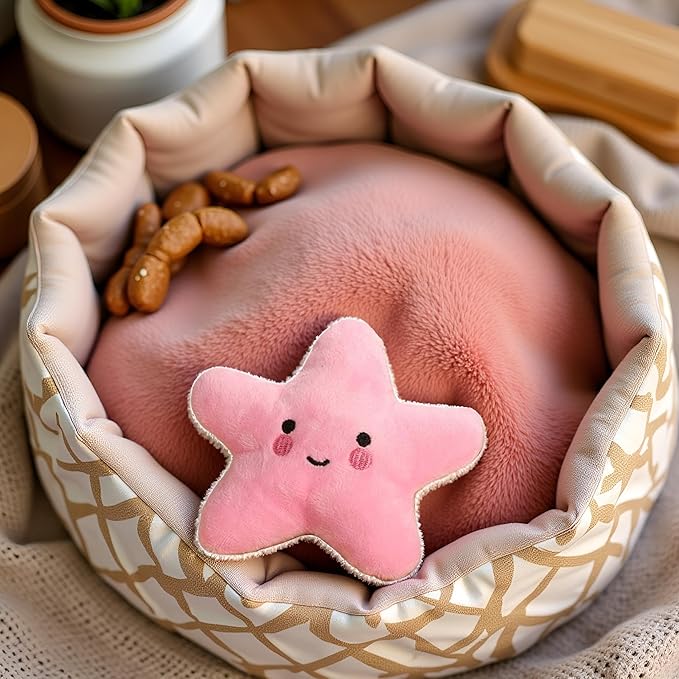 Pink Starfish Squeaky Dog Toy, Soft Plush Vocal Dog Plaything Pets Supplies Teddy Bichon, Squeaky Toys/Chew Toys for Medium Large Breed